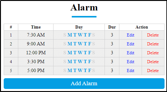Alarm Settings